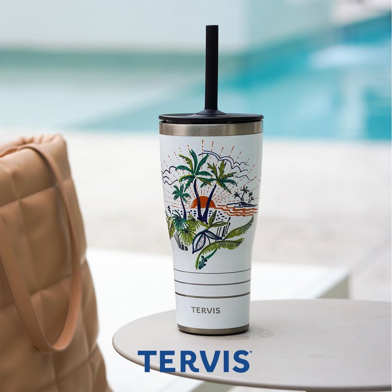 Tervis Traveler Colorful Hummingbirds Triple Walled Insulated Tumbler Travel Cup Keeps Drinks Cold & Hot, 30oz with Straw Lid, Stainless Steel