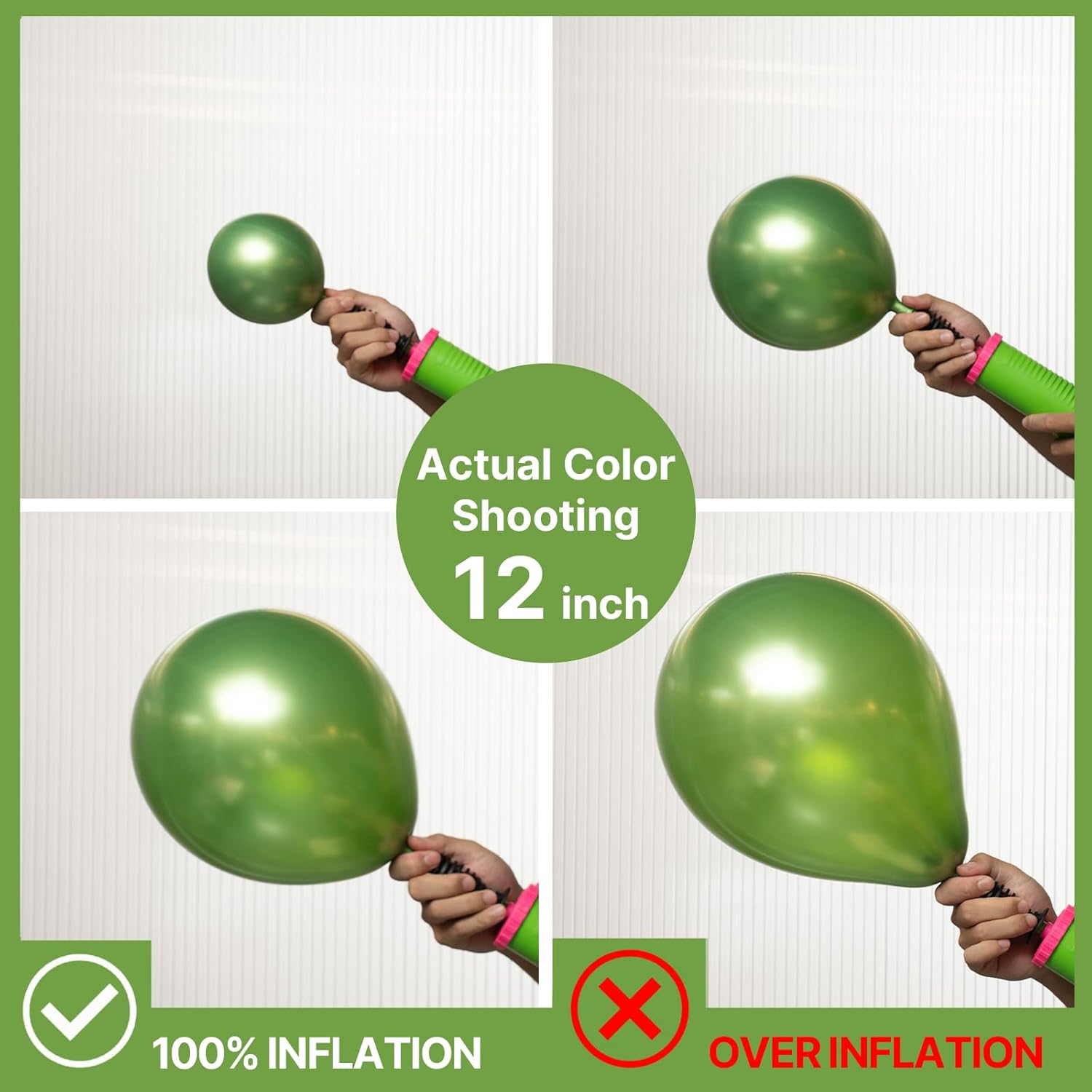 PartyWoo Metallic Green Balloons - 100pcs in 5-18 Inch Sizes for Graduation & Wedding Decor