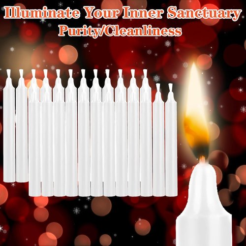 Kunrsug 24 Pack White Spell Chime Candles - Premium Mini Unscented Taper Candles for Rituals & Meditation - 4 Inch Tall
