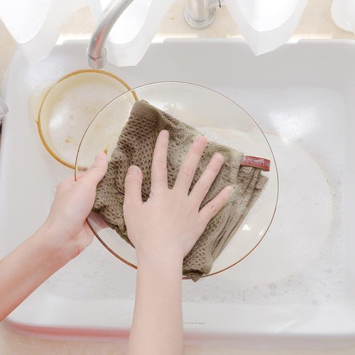 Homaxy 100% Cotton Waffle Weave Dish Cloths - Ultra Soft & Absorbent Quick-Drying Towels | 12x12 Inches, 6-Pack, Tan