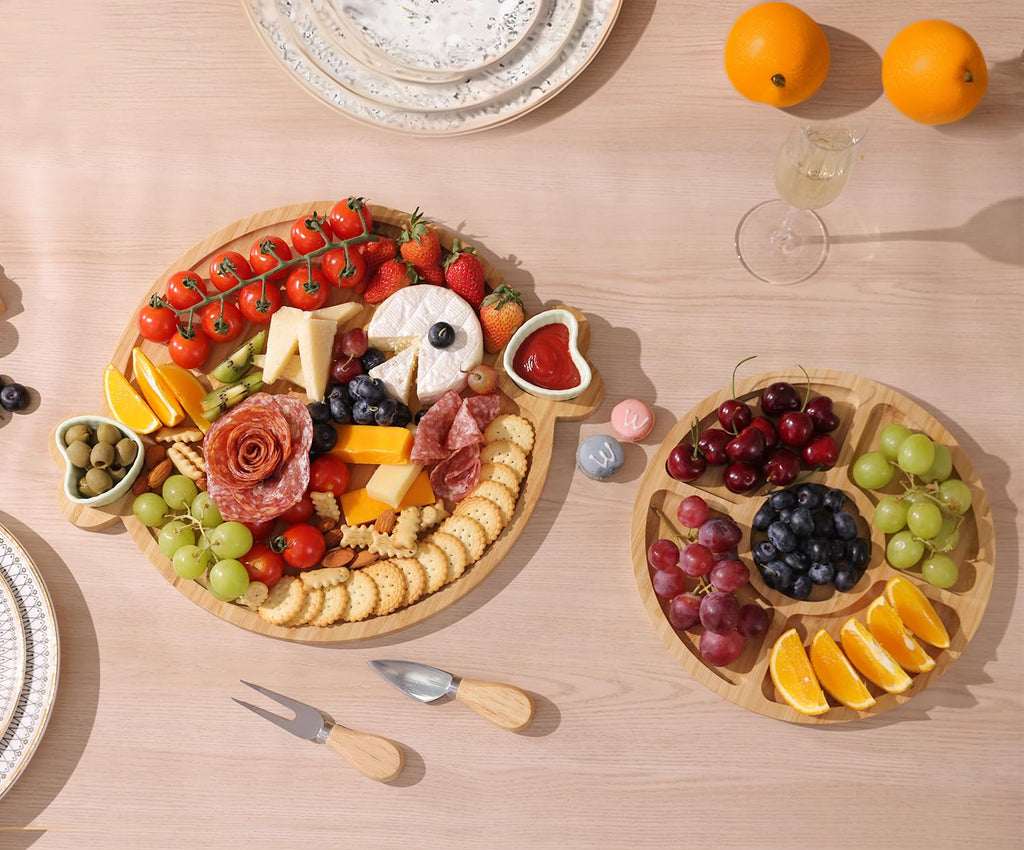 Hongsane Charcuterie Boards Gift Set: Bamboo Charcuterie Cheese Board - Unique for Mom - House Warming Gifts New Home, Bridal Shower Wedding Gifts for Couple