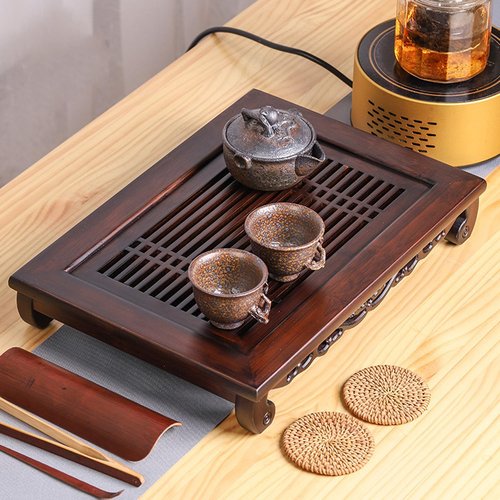 16 Inch Chinese Gongfu Bamboo Tea Tray with Water Storage for Kungfu Tea Set