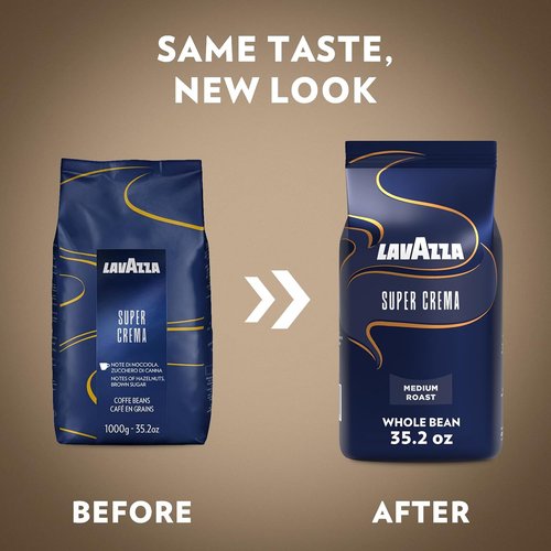Lavazza Super Crema Whole Bean Coffee - Medium Espresso Roast, 4.4 lbs, 2 Pack for Rich Flavor