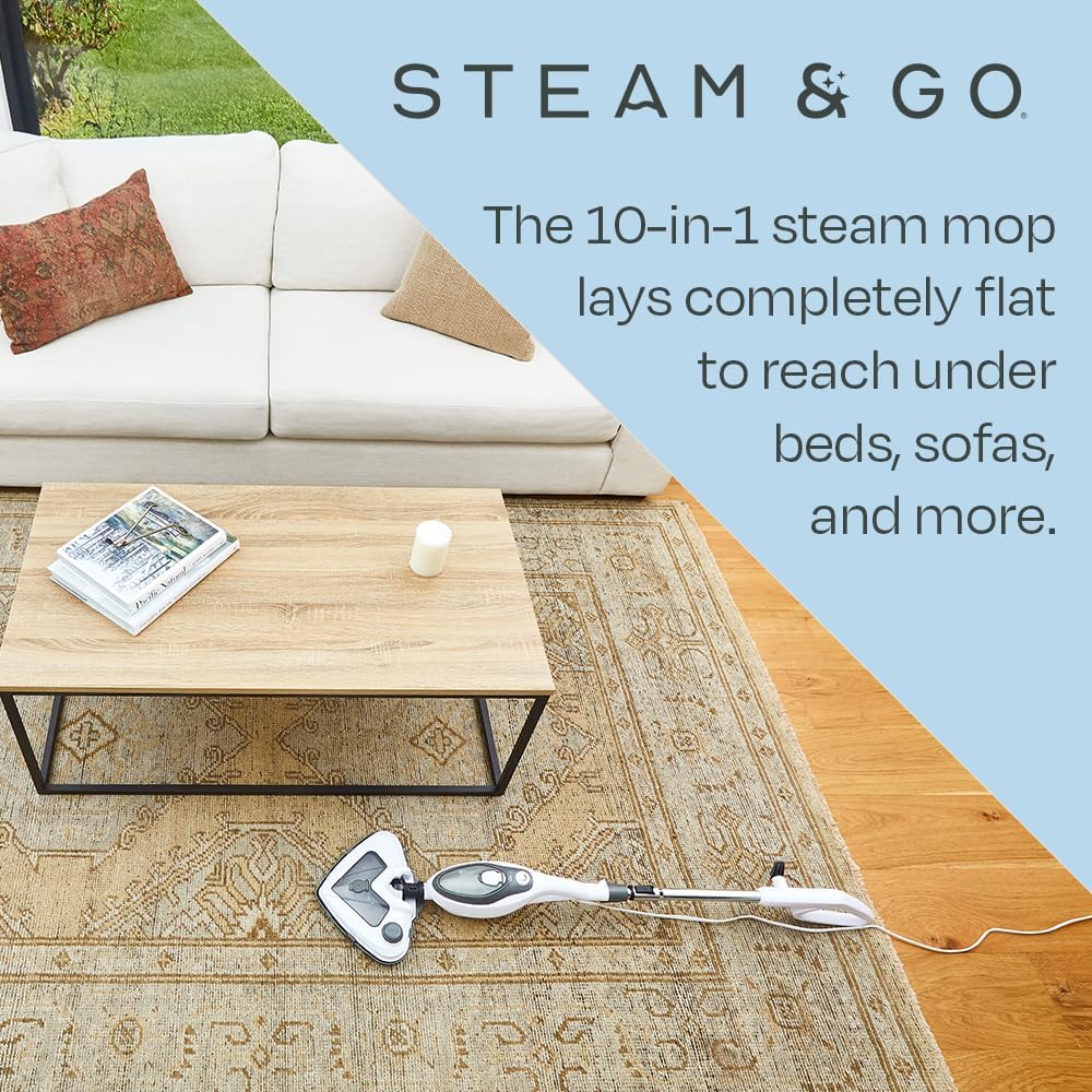 Steam & Go 10-in-1 Multi-Surface Steam Mop - Powerful Deep Cleaning with Heat Technology