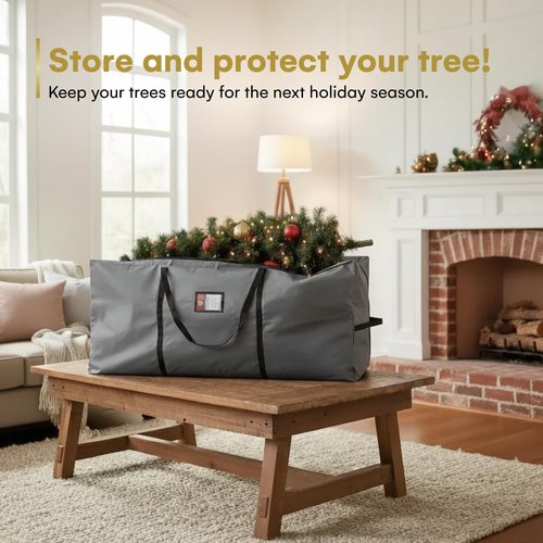Holiday Spirit Christmas Tree Storage Bag - Heavy-Duty Waterproof Design with Reinforced Handles | Fits 7.5ft Tree, Charcoal Color