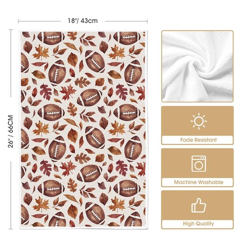 Artoid Mode Maple Leaves Football Kitchen Towels Dish Towels, 18x26 Inch Bowknot Fall Flower Thanksgiving Decoration Hand Towels Set of 2