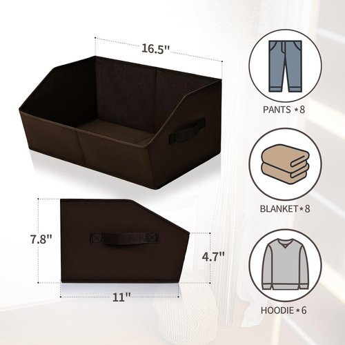 Homsorout Fabric Cube Bins - Collapsible Storage Organizers with Handles, 10 Pack, Brown
