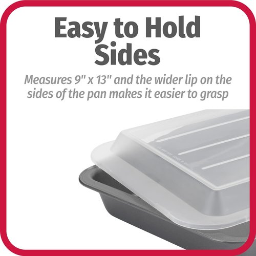GoodCook Nonstick Steel Cake Baking Pans - Set of 2 with Covers | 13" x 9", Gray
