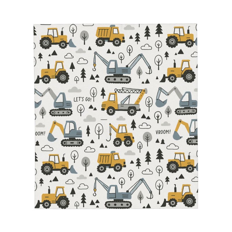 Cute Excavator Throw Blanket Flannel Fleece Truck Blanlet Autumn Lightweight Soft Fuzzy Cozy Travel Blanket for Couch Bed Fall Decor Thanksgiving Kids Boys Girls 60"x50"