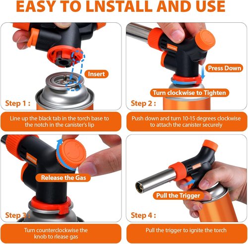 Culinary Professional Kitchen Cooking Torch - Adjustable Flame Butane Torch for Cooking | Versatile & Easy to Use