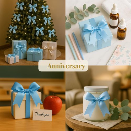Blue Gift Wrap Bows - 50 Elegant Reusable Bows for Gift Wrapping | Light Blue Party & Holiday Decor