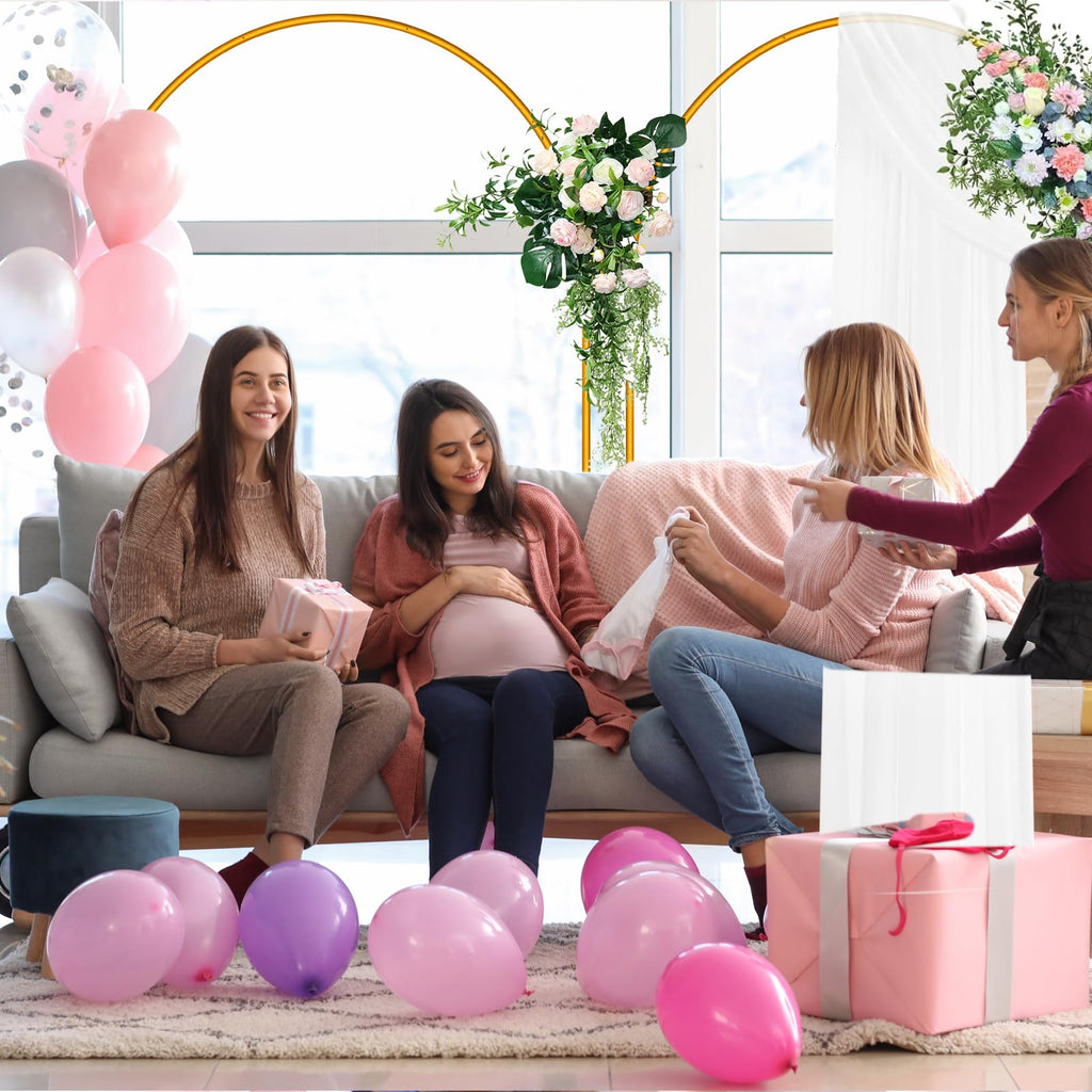 3 Pack Arch Backdrop Stand (7.2FT/6.6FT/6FT), Balloon Arch Stand with Base, Metal Arch Stand, Gold Baby Shower Backdrop Arch, Wedding Arch Frame