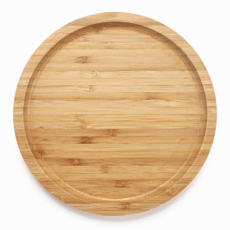 XIMISISE Round Bamboo Tray, Wood Serving Tray, Wooden Platter, Wood Charcuterie Board, Decorative Tray for Coffee Table, 7.9 inch