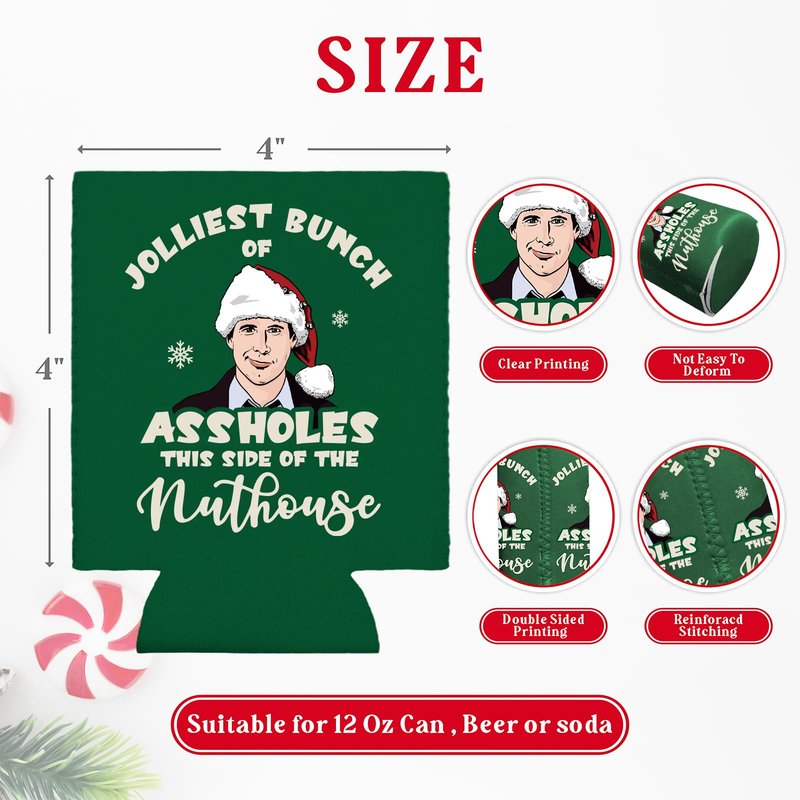 Christmas Vacation Decorations, 8 Pcs Funny Holiday Can Cooler Sleeves, 12 oz Reusable Can Covers for Beer Beverage Drinks, Griswold Family Christmas Vacation Merch Gifts, Xmas Party Decor Supplies