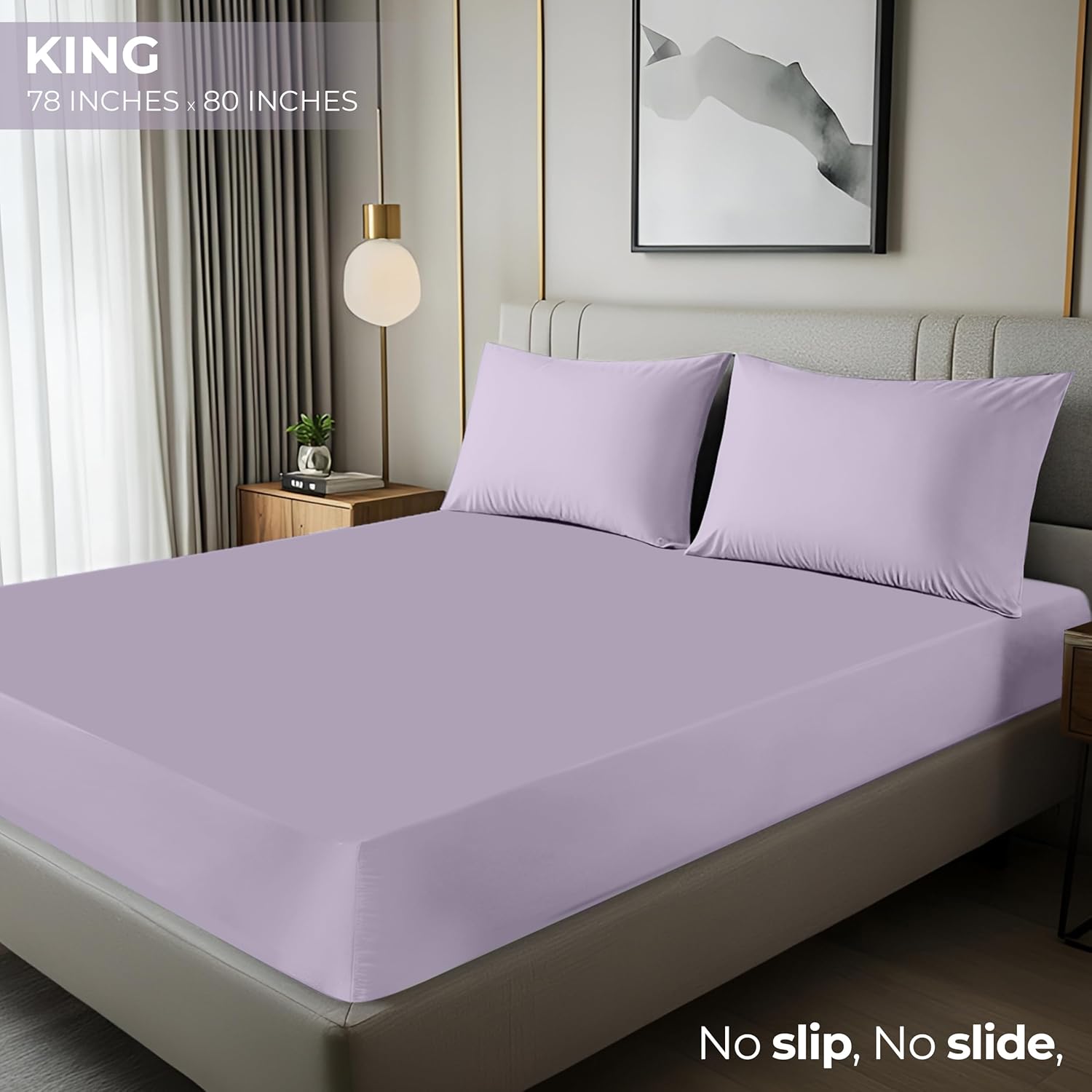 Utopia Bedding King Fitted Sheet - Deep Pocket Soft Microfiber - Fade Resistant & Easy Care | Lavender