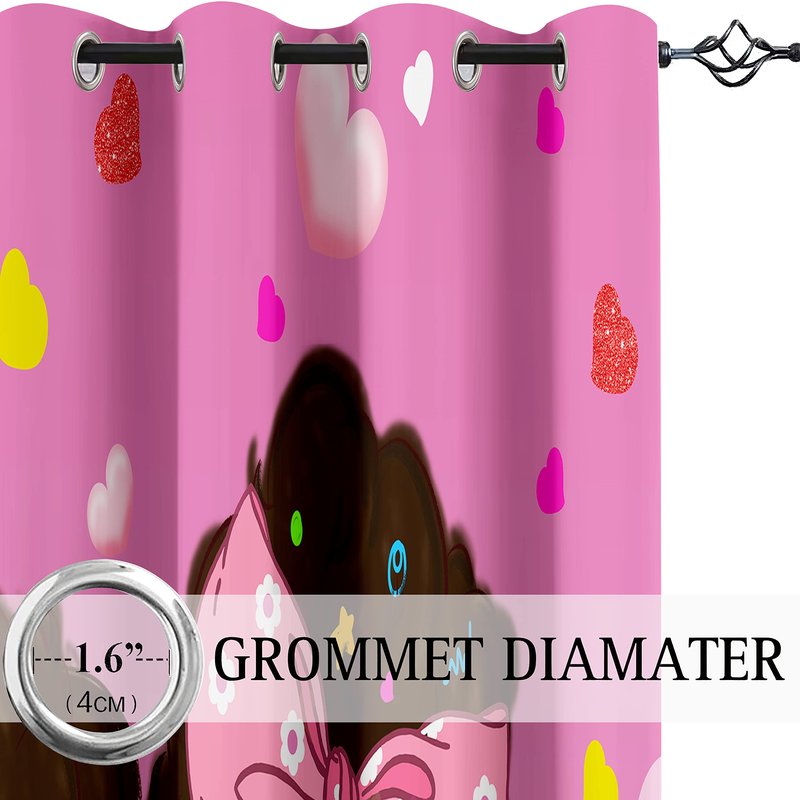 Jiospet African Girl Curtains Black Girl Curtains Room Decor Blackout Window Drapes Pink Princess Drapes for Girls Bedroom 2 Panel Sets, 82''×63''
