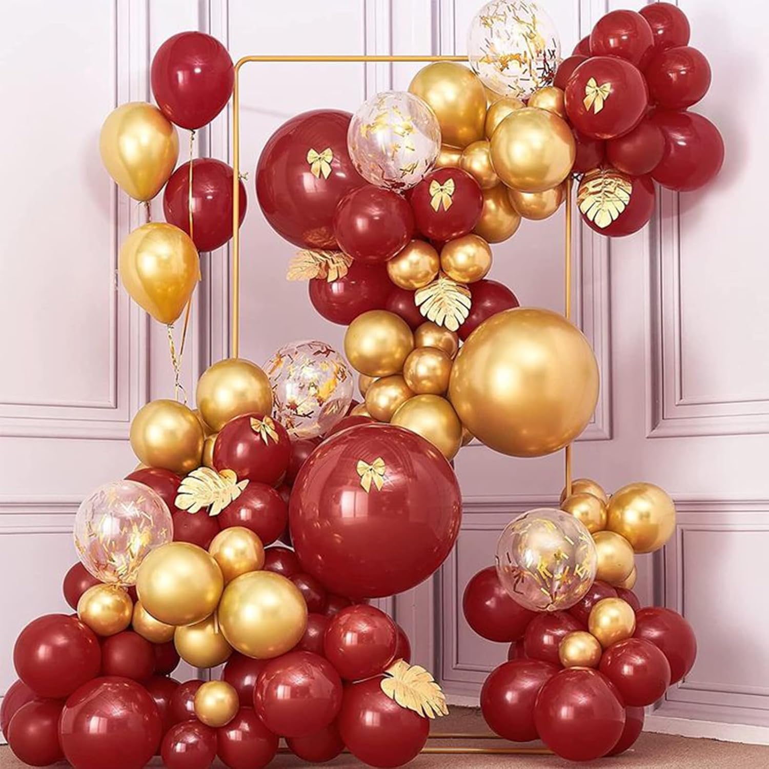 PartyWoo Ruby Red & Gold Balloons - 140-Piece Set for Stunning Balloon Garlands & Arches | 18", 12", 10", 5" Sizes
