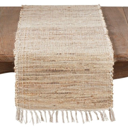FRELISH DÉCOR Hand Woven Jute Cotton Table Runner 14"x72" Six Seater, Farmhouse Style Non Slip Durable Runner Perfect for Dining Table Kitchen Everyday Use: Natural Jute
