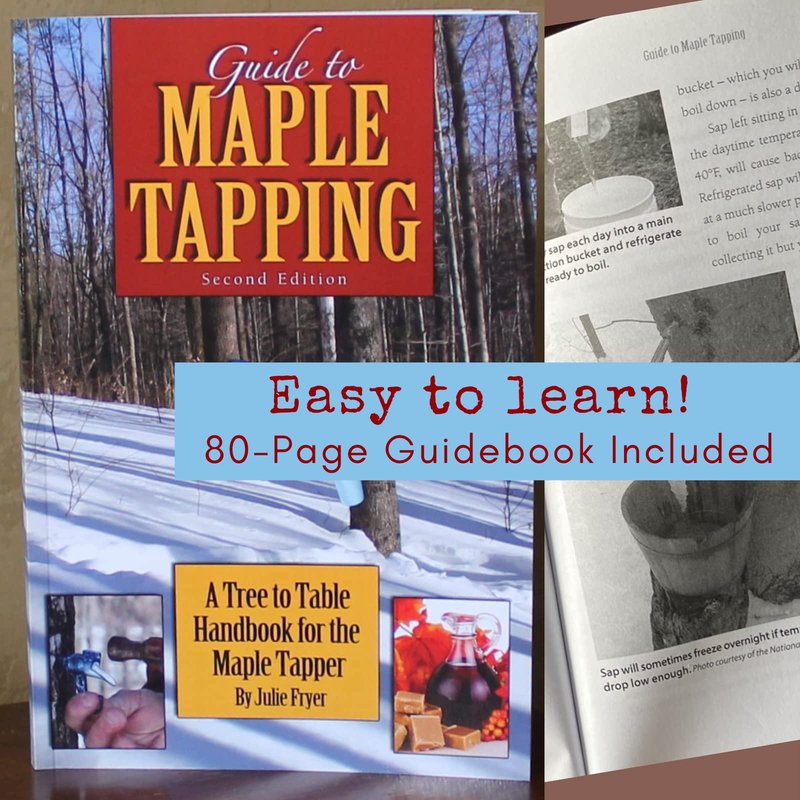 Deluxe Maple Syrup Tree Tapping Kit –(20) Taps +(20) 3-Foot Tubes +(2) 1-Quart Sap Filters –Dark Blue Premium Food Grade Tubing - Recipe Cards, Drill Bit, 80 Page Guide to Maple Tapping Book