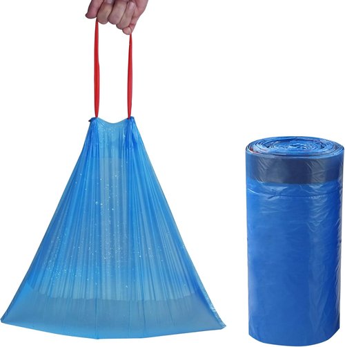 Fiaze 6 Gallon Drawstring Trash Bags - 200 Count Pack | Durable & Convenient Blue Design