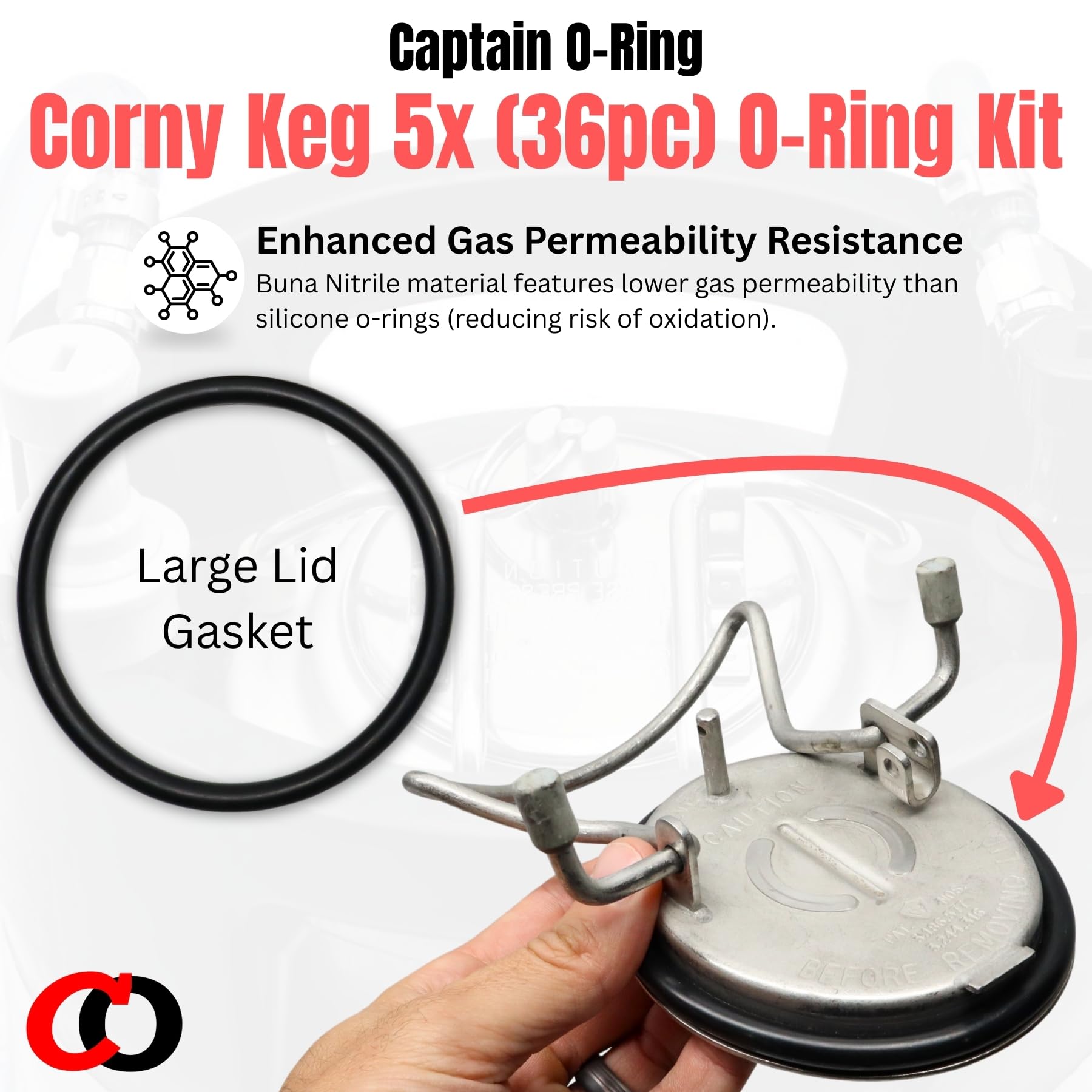 (5 Sets, 36 Piece) Color Coded Gasket Set for Cornelius Home Brew Keg [w/o-Ring Pick] - Universal Kit with Orings for Ball Lock and Pin Lock Style Kegs by Captain O-Ring