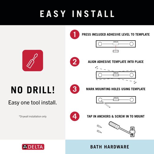 Delta Ashlyn (1-Pack) 24'' Towel Rack for Bathroom Polished Chrome Towel Bar for Bathroom Wall Towel Holder Rod Wall Mounted 76424