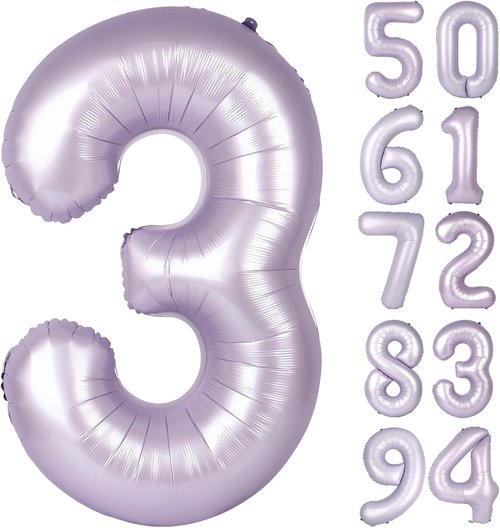 Lilac | 40-Inch Number 3 Balloon - Lavender Birthday Decorations for Kids & Women’s Parties