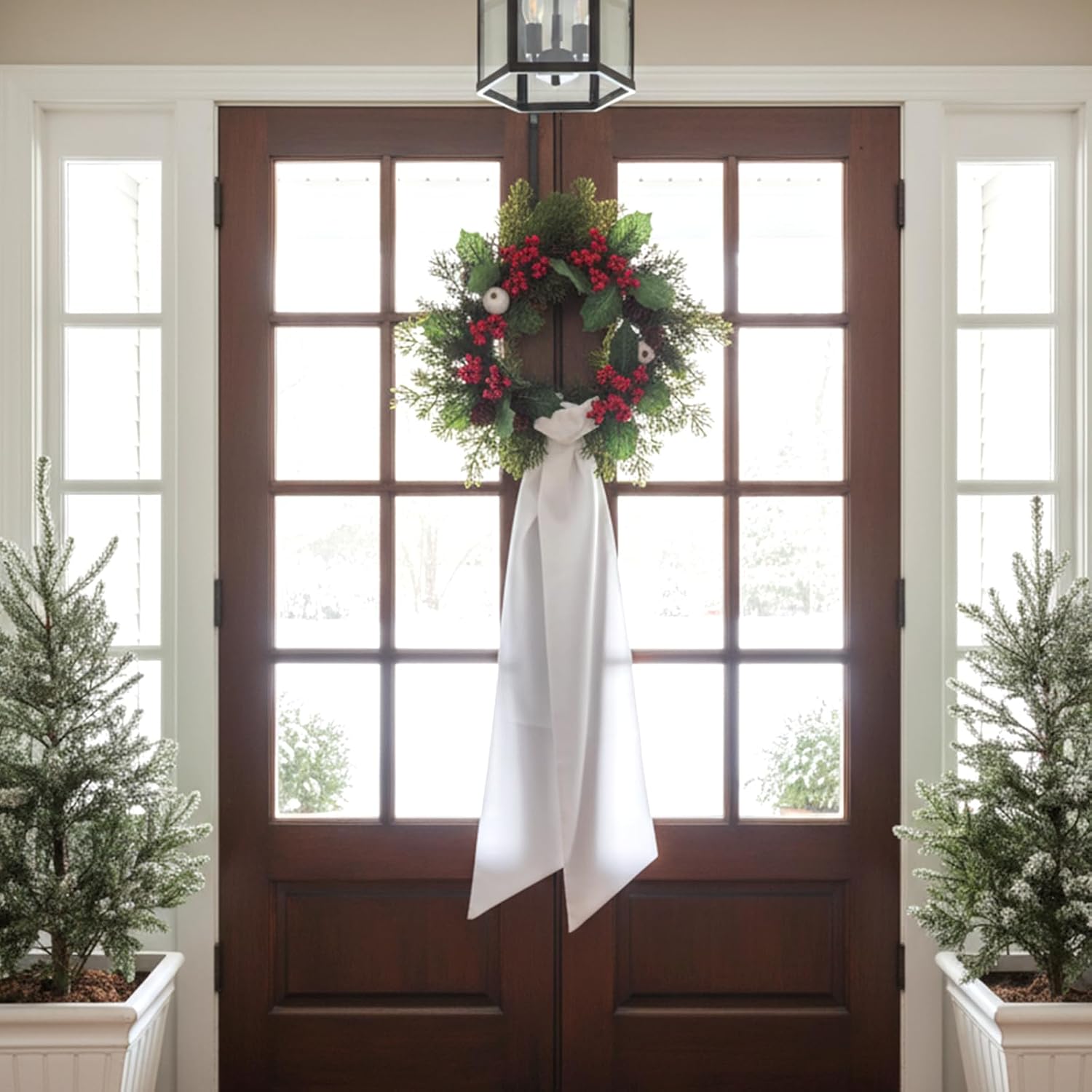 Regine Switzerland 4 Pcs White Wreath Sash - 4.5'' x 56'' Blank Decor for Holiday & Seasonal Events