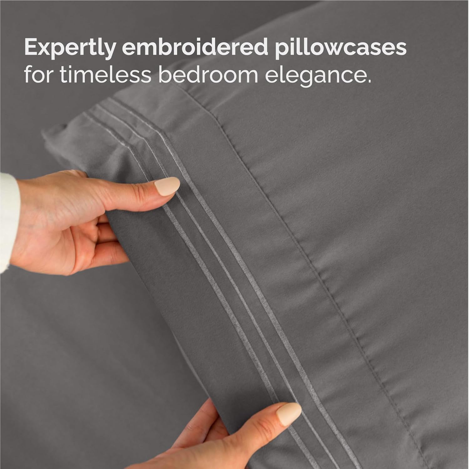 Skiennix Full Size 4 Piece Sheet Set - Ultra-Soft Cooling Bed Sheets - Deep Pockets, Wrinkle-Free - Dark Grey