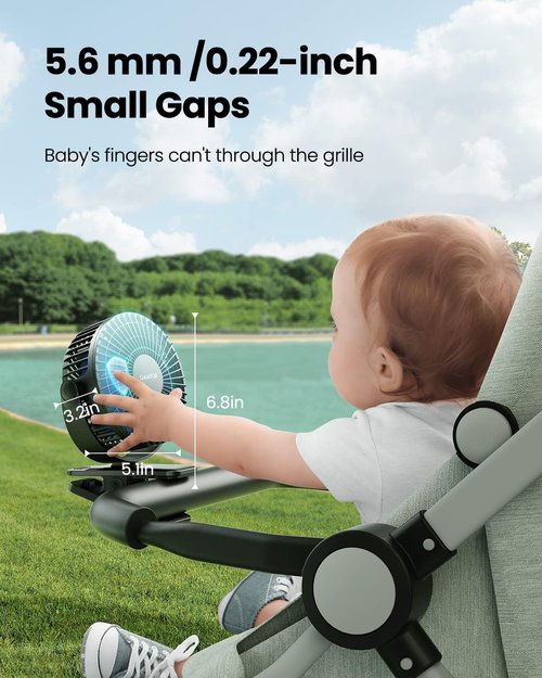 Gaiatop Portable Clip-On Fan - Battery Operated Mini Cooling Fan with 3 Speeds | USB Rechargeable, 360° Rotation, Ideal for Home, Office, and Camping - Black/Blue
