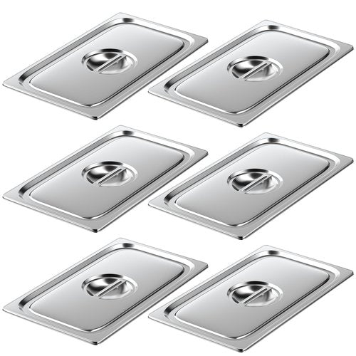 WantJoin Steam Table Hotel Pan Lid Cover with Handle 1/1 Full Size 6 Pack, Stainless Steel Metal Tray Sets Food Storage Container, Restaurant Chafing Chafer Dishes Commercial Buffet Catering Supplies