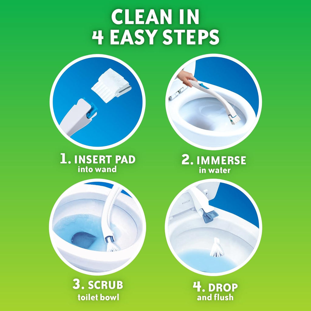 Scrubbing Bubbles Toilet Bowl Cleaning System - Citrus Scent | Includes 1 Wand, 4 Refill Pads & Stand