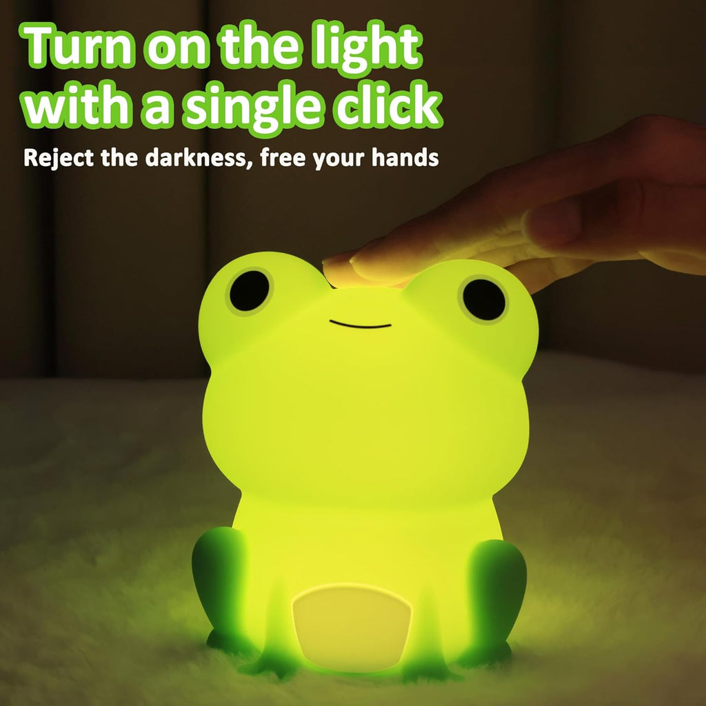 OkiyiD Frog Night Light - Rechargeable Dimmable Touch Control Bedside Lamp for Kids | Portable Nursery Gift
