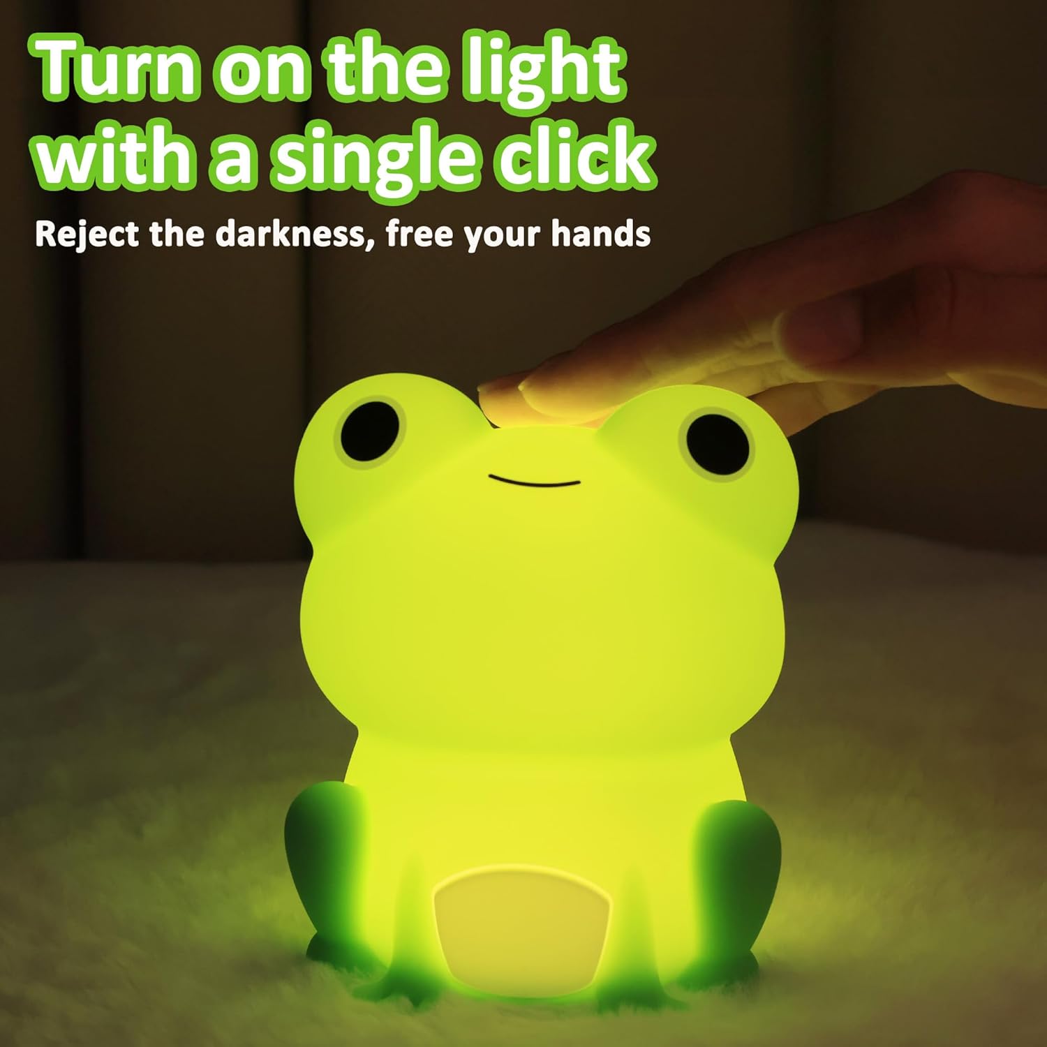 OkiyiD Frog Night Light - Rechargeable Dimmable Touch Control Bedside Lamp for Kids | Portable Nursery Gift
