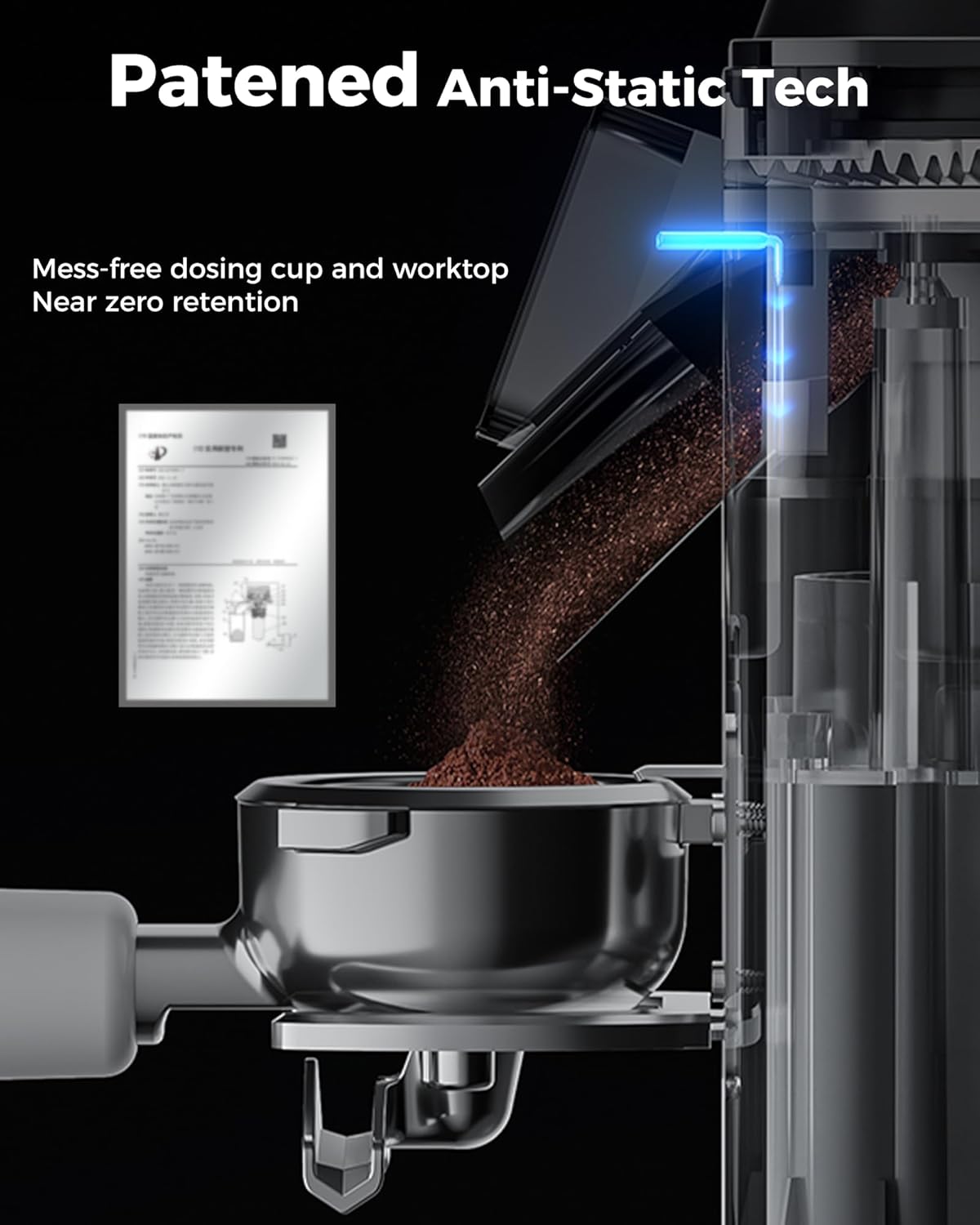 Tuni G1 Conical Burr Coffee Grinder - 48 Grind Settings, Precision Timer & LED Touchscreen | Stainless Steel Silver
