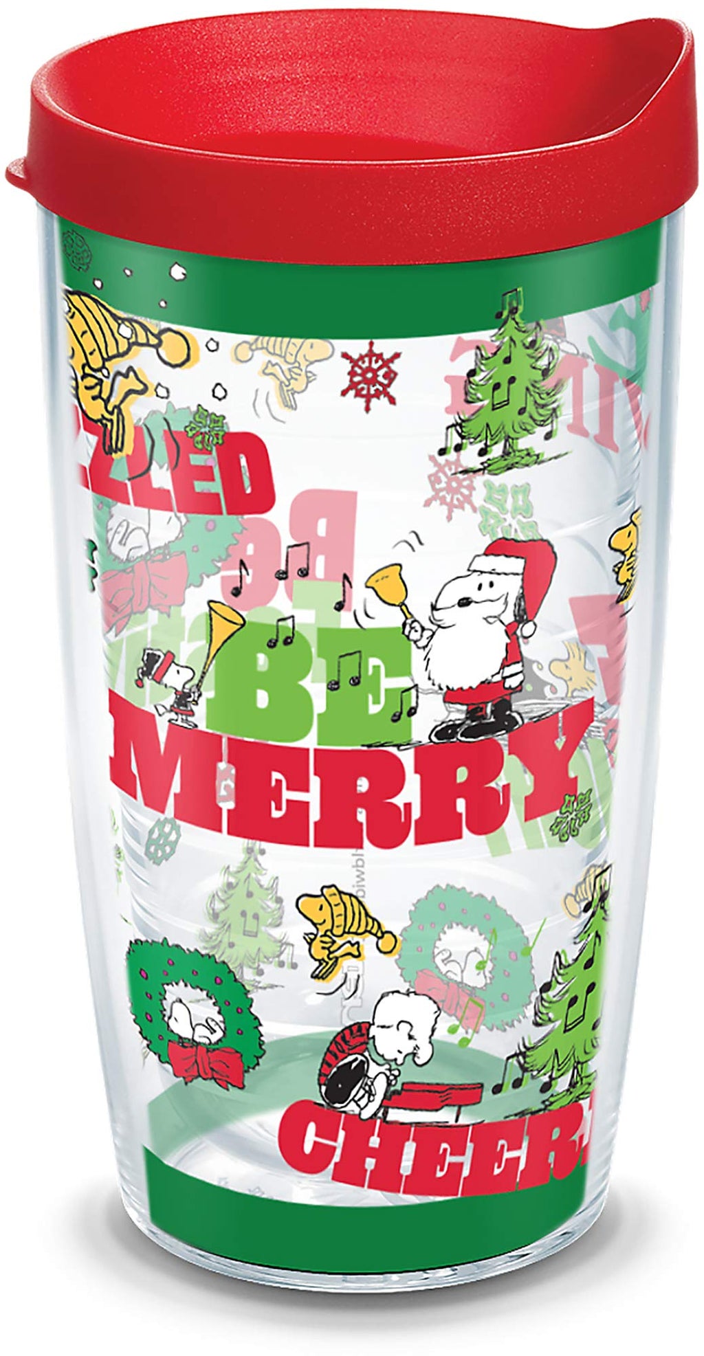 Tervis Peanuts - Christmas Holiday Be Merry Made in USA Double Walled Insulated Tumbler Travel Cup Keeps Drinks Cold & Hot, 16oz, Classic