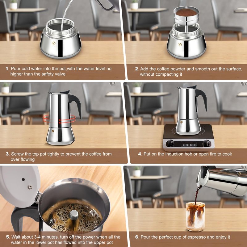 DITOSH 12 Cup Stovetop Espresso Maker Stainless Steel Moka Pot Stove Top Percolator Italian Coffee Makers Capable Mocha Greca Machine Cafe Classic Induction Cookers for Home and Camping 600ml 20oz
