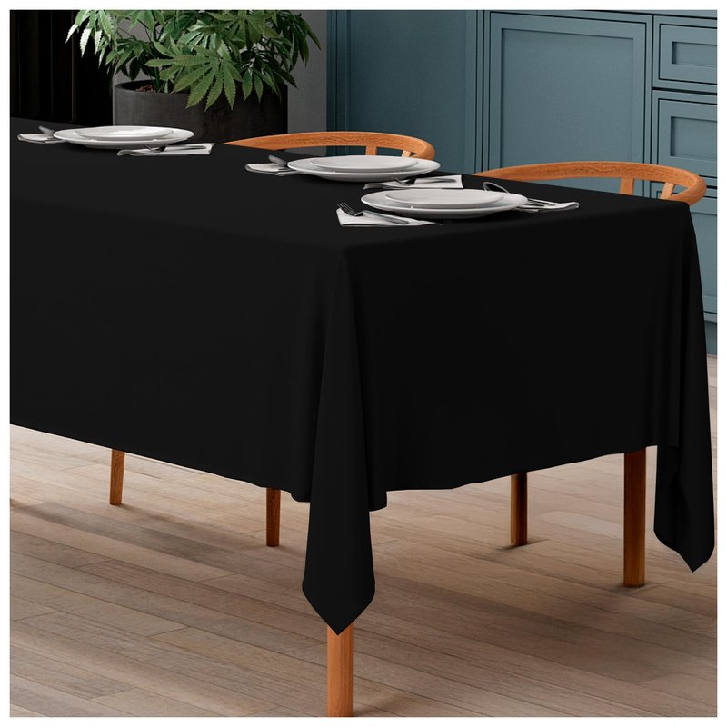 White Classic WEALUXE Black Table Cloth for 8 Foot Rectangle Tables, 60x126 inches, Water, Stain and Wrinkle Resistant, 200 GSM Washable Poly Fabric Tablecloth Rectangular, Elegant and Durable