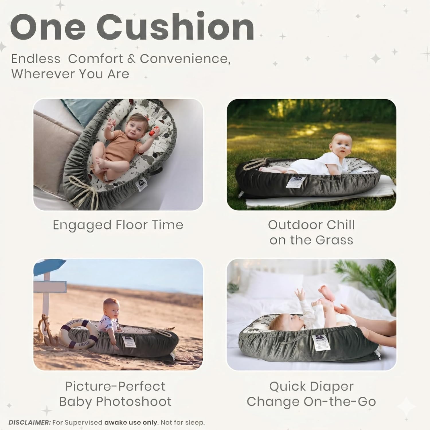 Skiennix Newborn Lounger - Flexible & Portable Infant Support Cushion | Soft 100% Cotton, Multi-Use Travel Mat