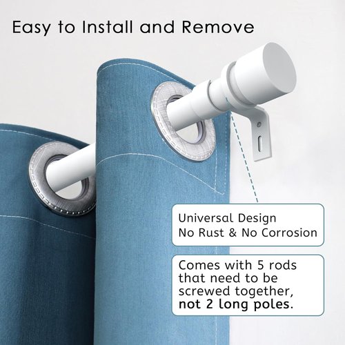 Byondeth Curtain Rods - Adjustable 16 to 88 Inches | 1 Inch Diameter with Aluminum End Cap, White