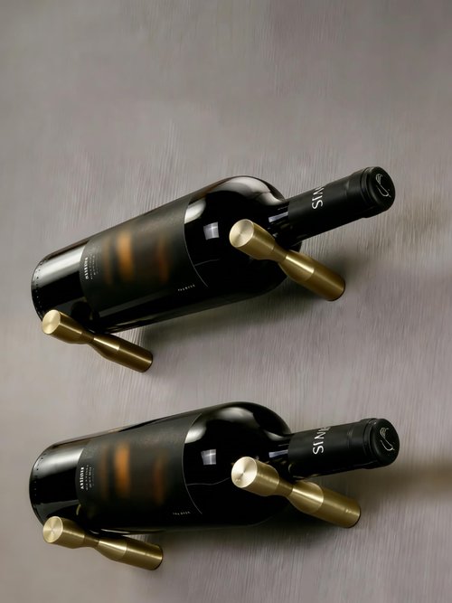 GeLive Gold Wine Pegs for Wall Mounted Wine Bottle Holder Vino Pins for 6 Bottles of Wine Display on Wood Surface Concrete Wall Stylish Wine Rack Modern Wall Wine Storage Aluminum Alloy