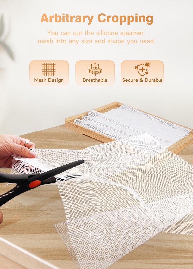 SUCISENI 6 Pack Silicone Dehydrator Sheets (14 x 21 Inch) Premium Non-Stick Silicone Mesh Mat for Fruit Food Dehydrator Reusable Dehydrated Tray Liners for Fruits Meat Vegetables Herbs