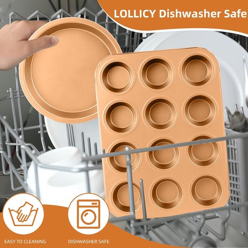 11-Piece Nonstick Baking Pans Set by [Brand Name] - Professional Carbon Steel Bakeware | Dishwasher Safe, Oven Safe to 450°F