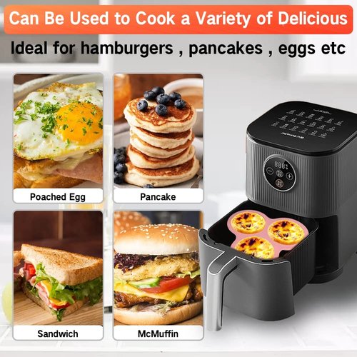 Abnaok 2PCS Silicone Air Fryer Egg Pan with 6PCS Reusable Silicone Baking Cups, Non-Stick Air Fryer Baking Pan, 3 Cavity Muffin Pans Muffin Cups for Baking