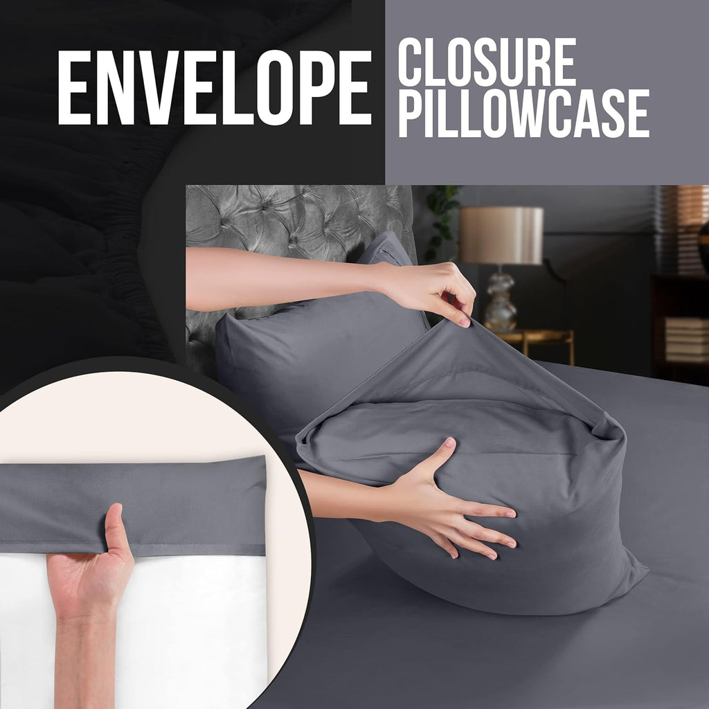 Utopia Bedding Queen Pillow Cases - 4 Pack | Soft Brushed Microfiber | Fade Resistant 20x30 Inches - Grey