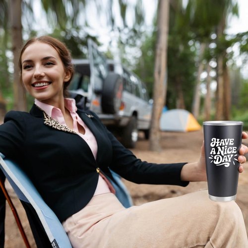 Vanteen White Elephant Gift for Adults - Have A Nice Day Funny Gag Gift Idea for Coworker, Best Friend, Men, Women - Travel Coffee Tumbler 20 oz, Stainless Steel Mug with Lid