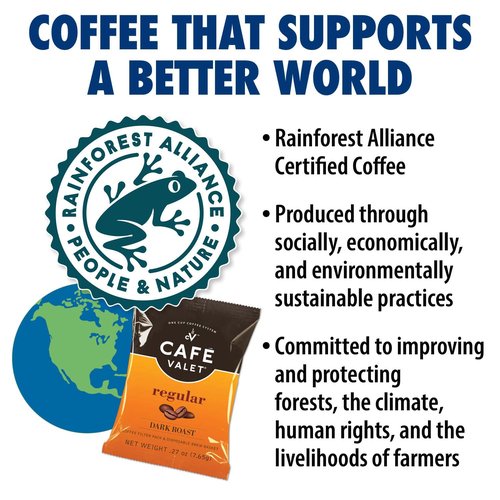 Café Valet Regular Dark Roast Single Serve Coffee Packets – 84 Count – For Use with Café Valet Single Serve Cofee Makers – Disposable Brew Basket & Cofee Pack