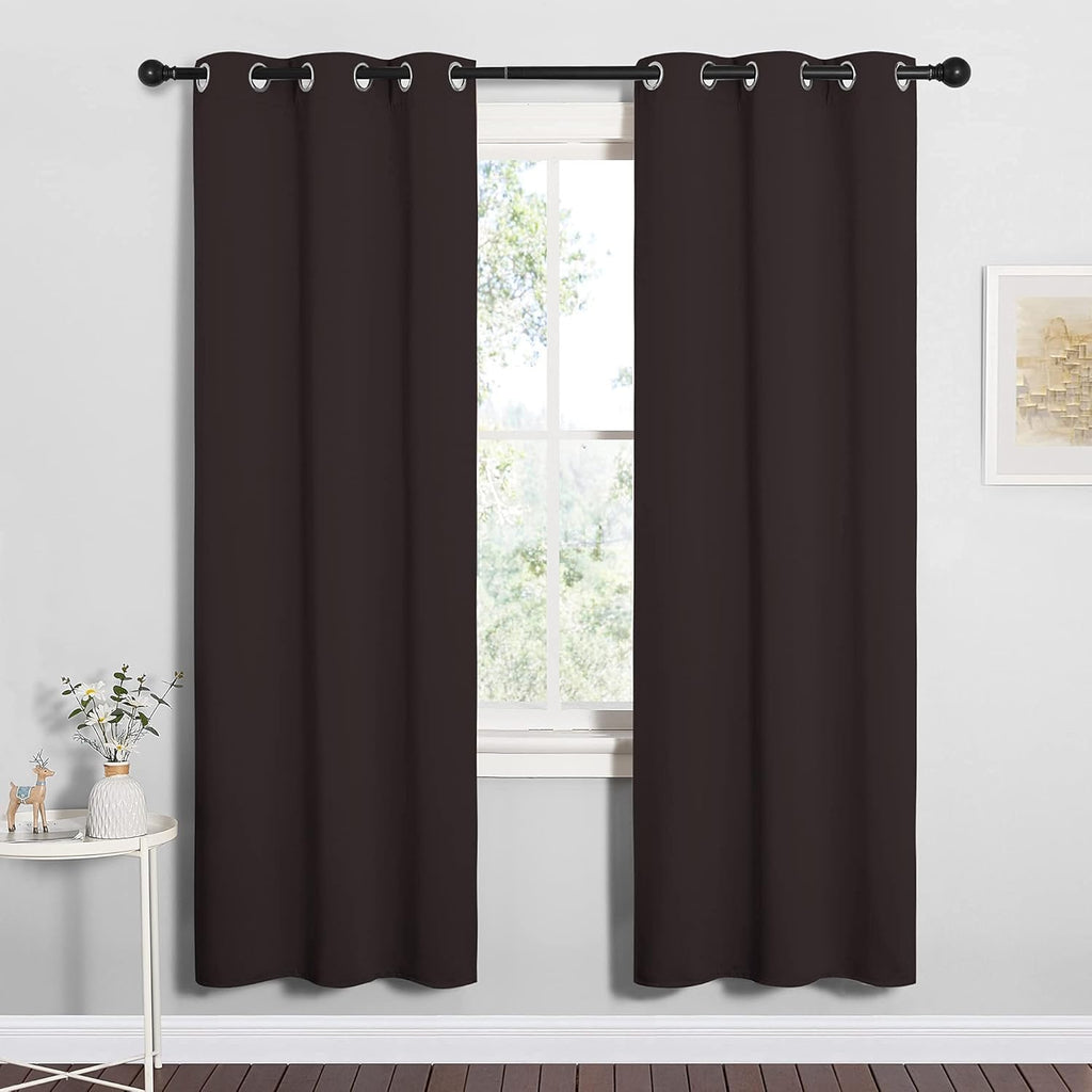 NICETOWN Blackout Curtain Panels - Energy Saving Thermal Insulated Drapes | 34" x 72", Toffee Brown