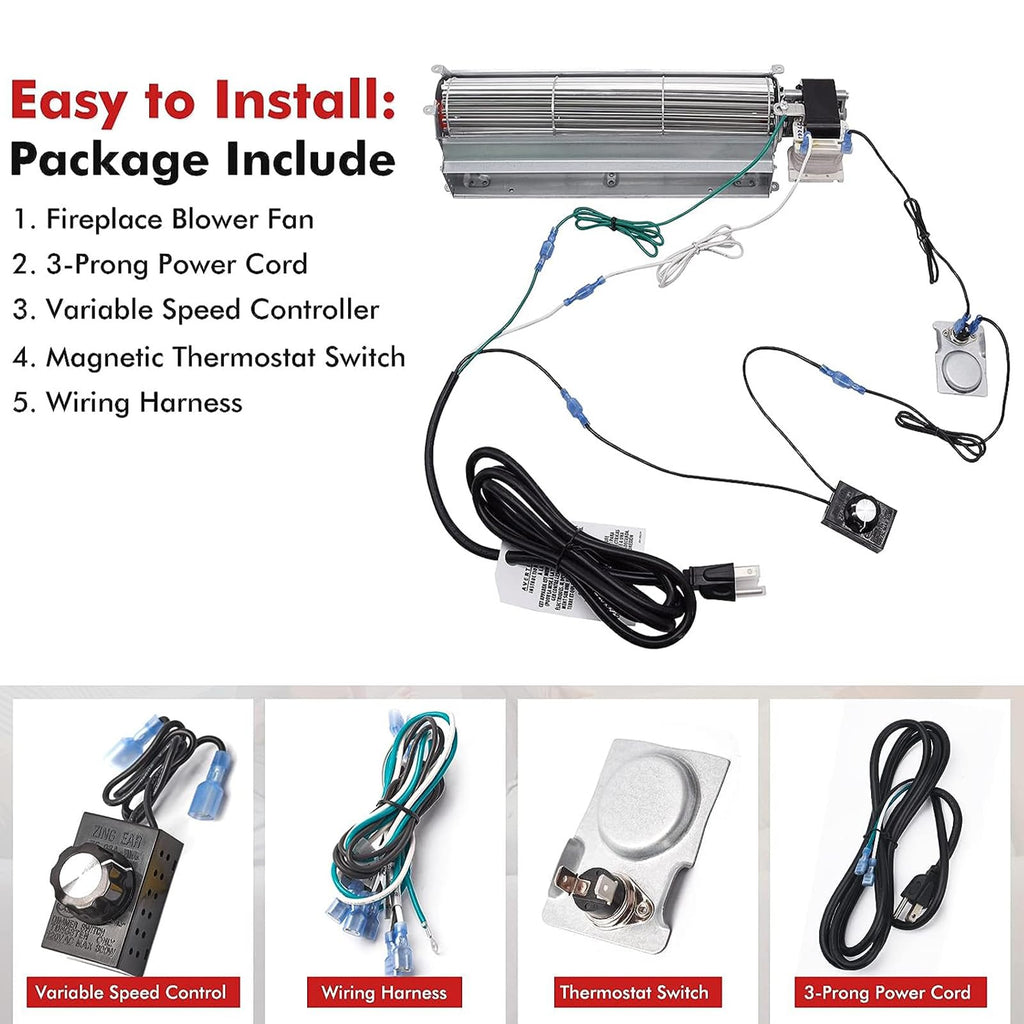 Hiorucet Upgraded Blower Fan Kits for Desa Fireplace Parts, GA3750A, GA3750, GA3700, BK BKT GA3650 Low Noise Fireplace Blower Motor for Desa Tech, FMI, Vanguard, Vexar, Comfort Flame, Astria Fireplace