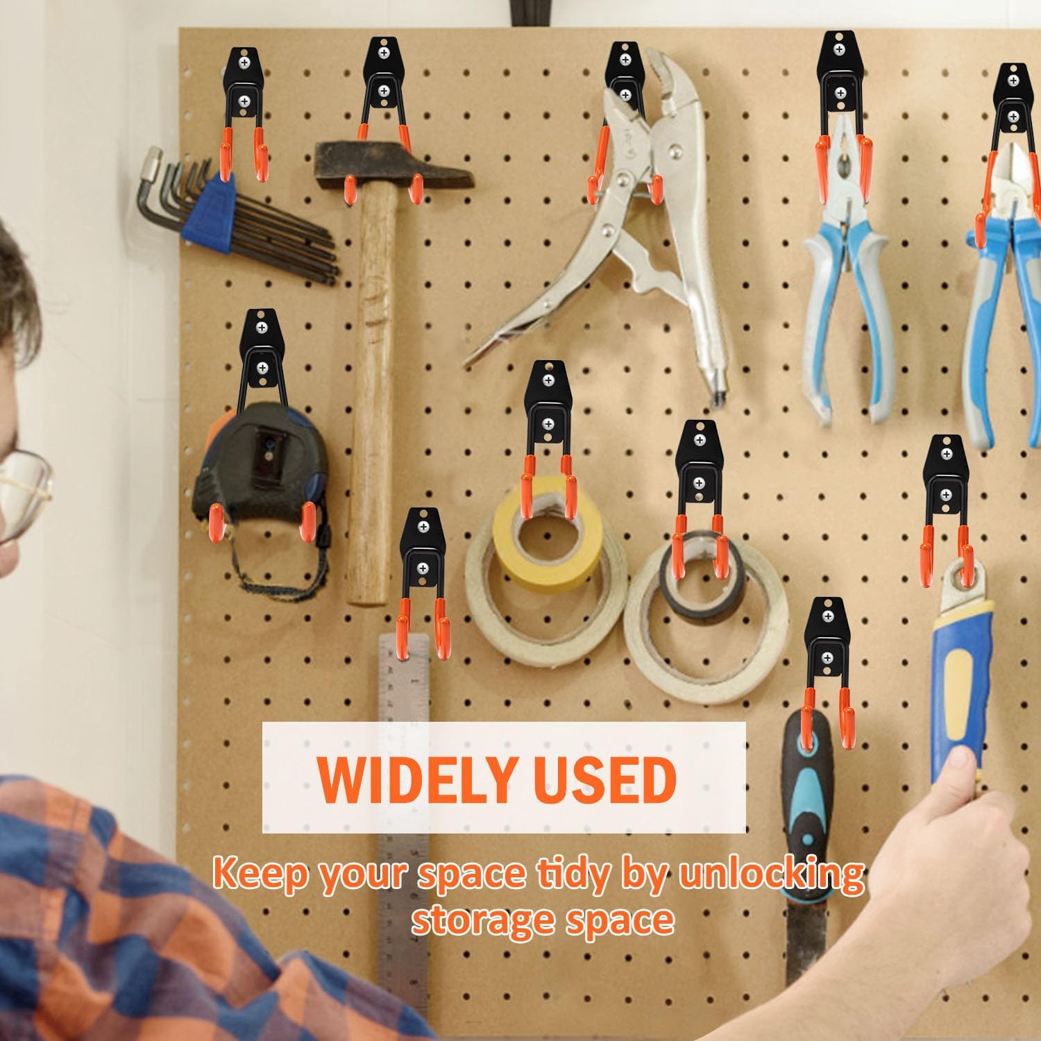 Vivicreate Heavy Duty Garage Hooks - 10 Pack Wall Mount Utility Storage with Anti-Slip PVC Coating for Organizing Ladders, Bikes, and Tools